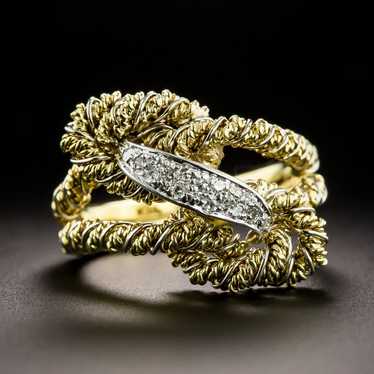 Mid-Century Diamond Double-Knot Ring - image 1