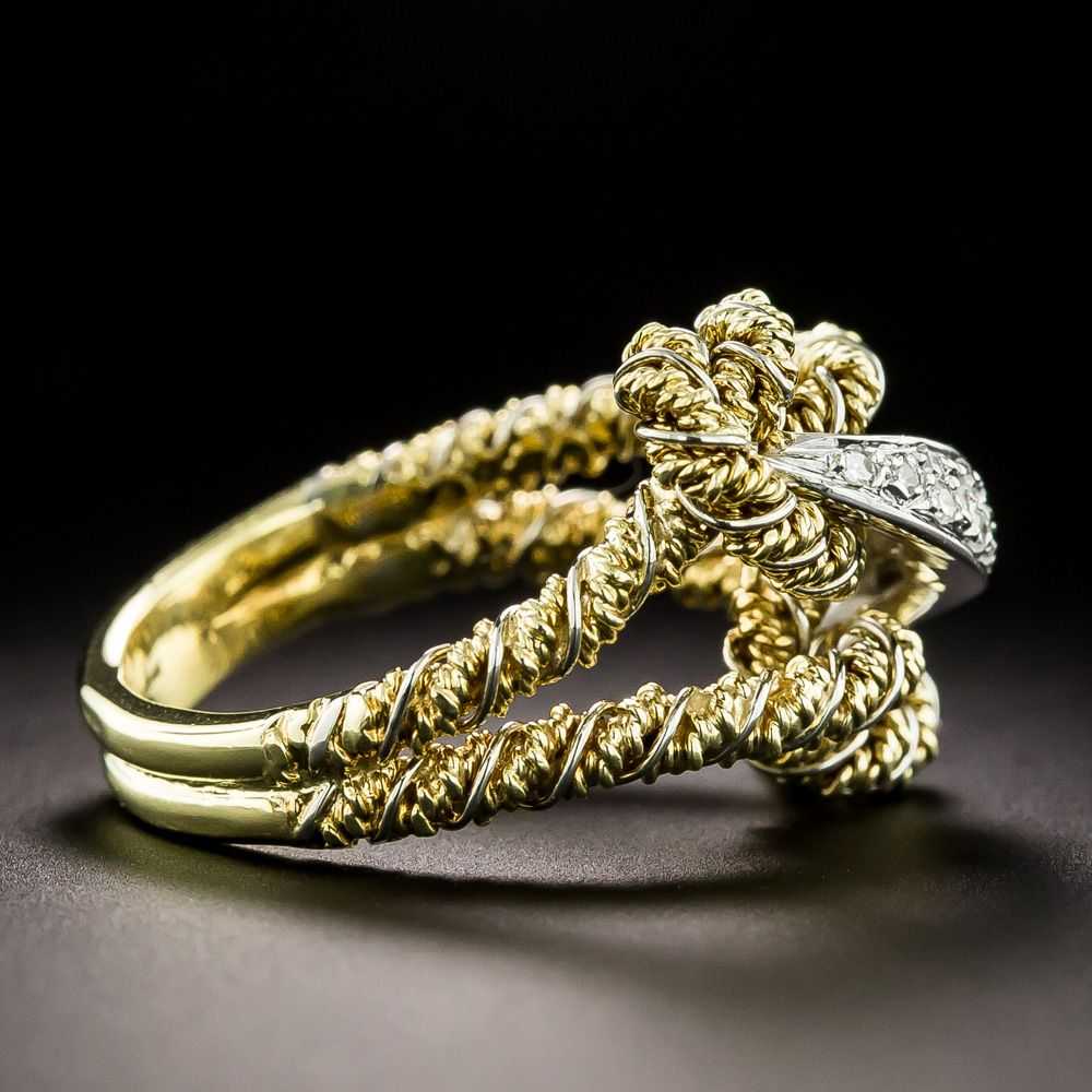 Mid-Century Diamond Double-Knot Ring - image 2