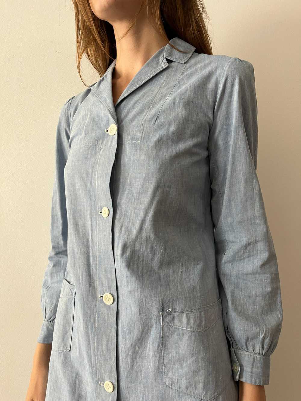 1930s French Chambray Work Dress - image 6