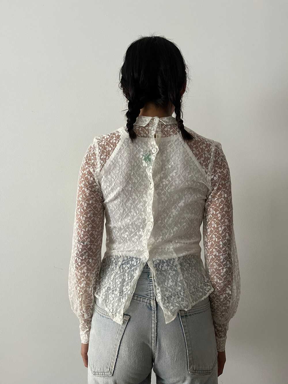 Antique Sheer Lace Blouse - Gem