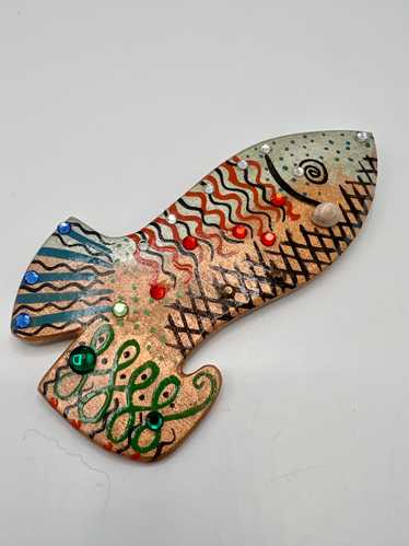 Annie Sherburne 70’s Hand Painted Wooden Fish Broo