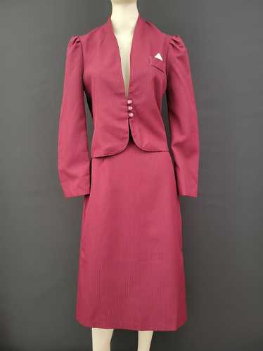 70s/80s Burgundy Skirt Suit