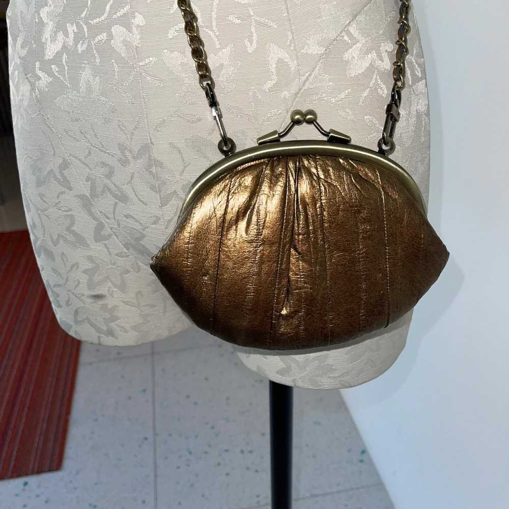 Other Feel Purse Crossbody Bag Bronze Strap Metal… - image 3