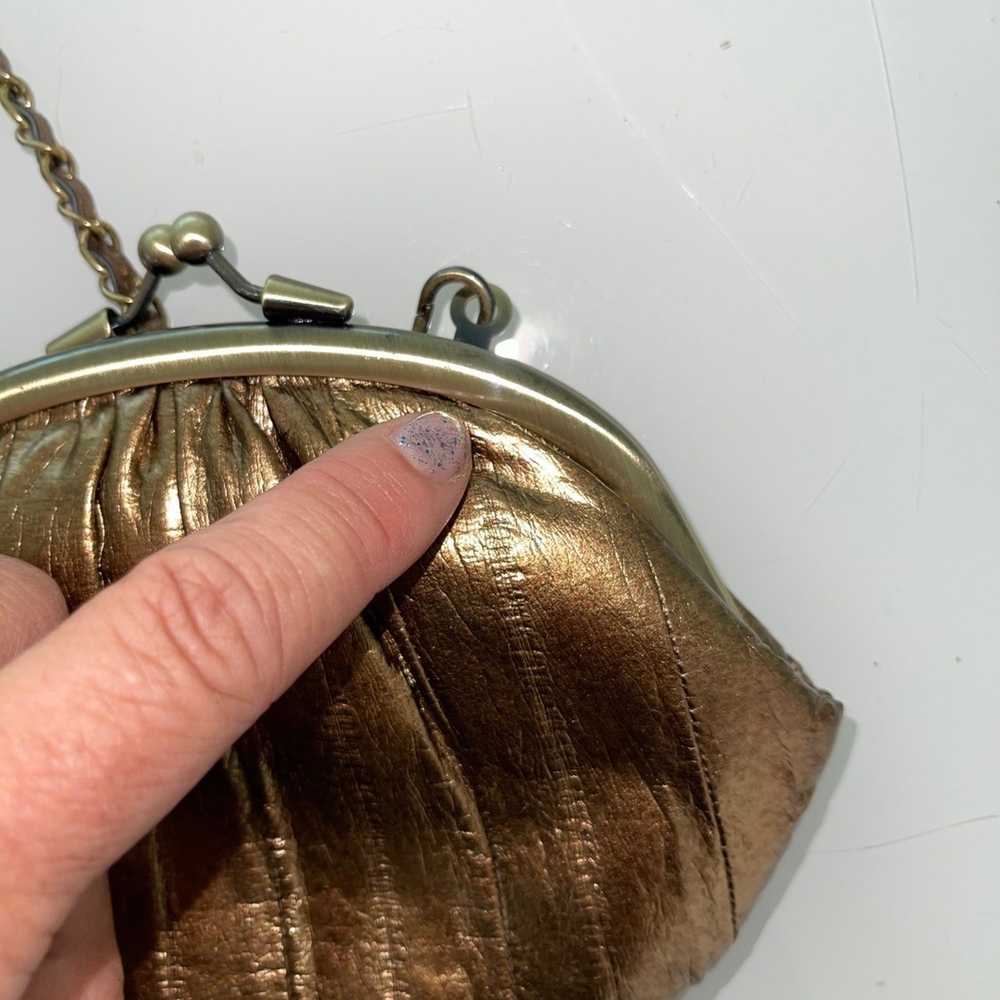 Other Feel Purse Crossbody Bag Bronze Strap Metal… - image 7