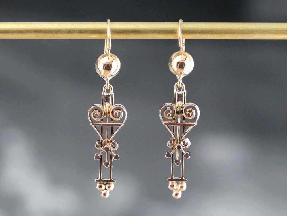 Upcycled Gold Victorian Drop Earrings - image 7