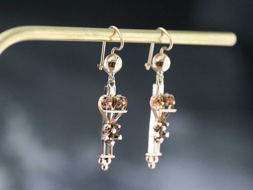 Upcycled Gold Victorian Drop Earrings - image 8