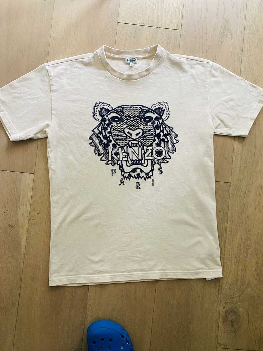 Kenzo Kenzo Paris tan tiger stitched T-shirt sz S - image 1