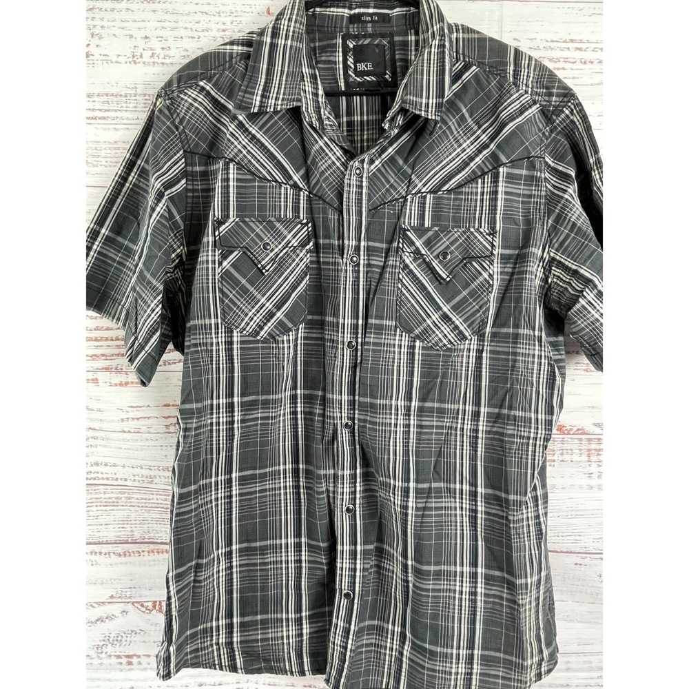 Bke BKE Men's Black & White Plaid Western Slim Fi… - image 4