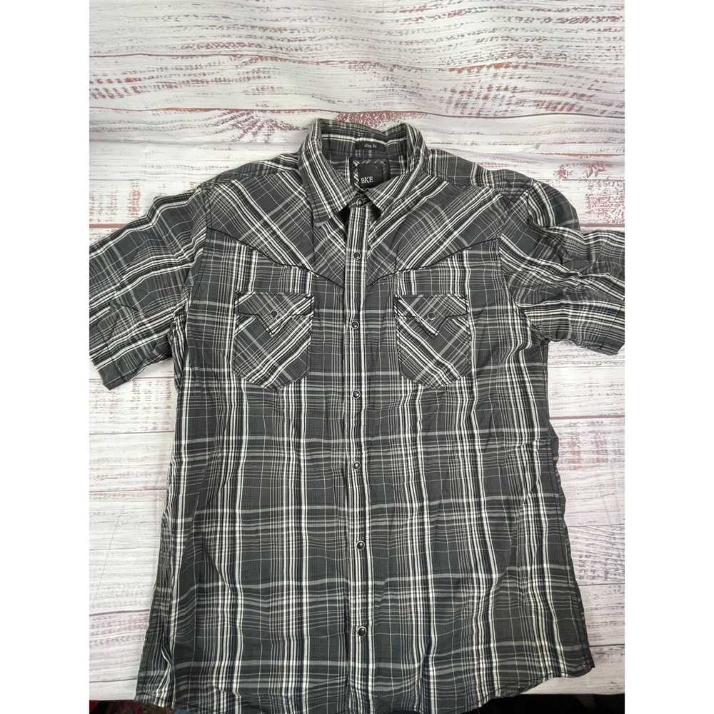 Bke BKE Men's Black & White Plaid Western Slim Fi… - image 7