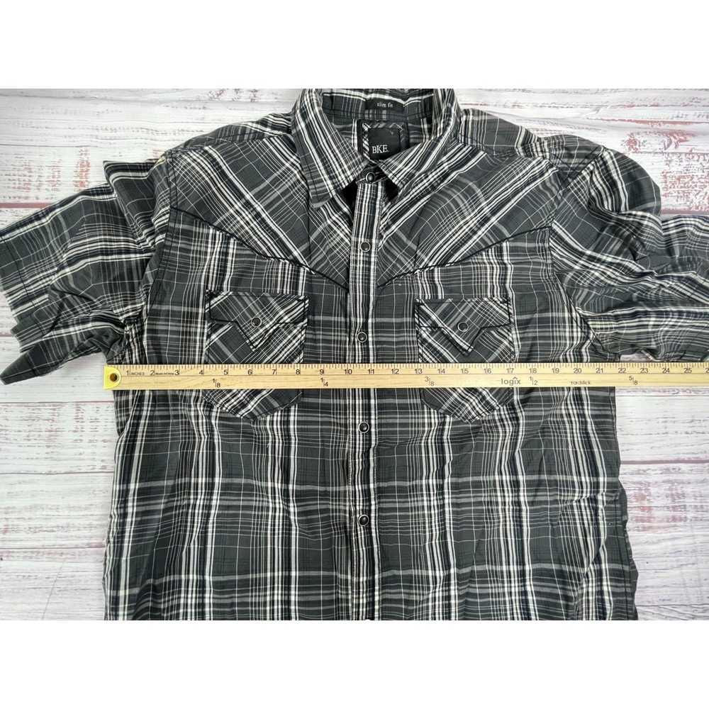 Bke BKE Men's Black & White Plaid Western Slim Fi… - image 8