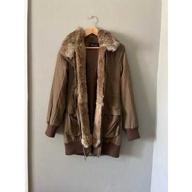 Bcbg leather jacket outlet with fur