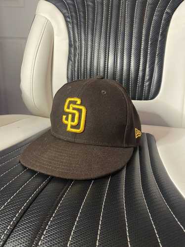 San Diego Padres New Era MLB 59FIFTY 5950 Fitted Cap Hat Camel Crown Dark Brown Visor Brown/Yellow Swinging Friar Logo 1978 All-Star Game Side Patch 7