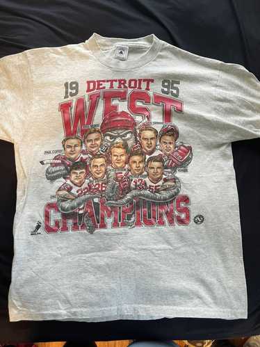 Detroit Red Wings Stanley Cup Finals Men Gray Cotton Short Sleeve T-Shirt  Size L