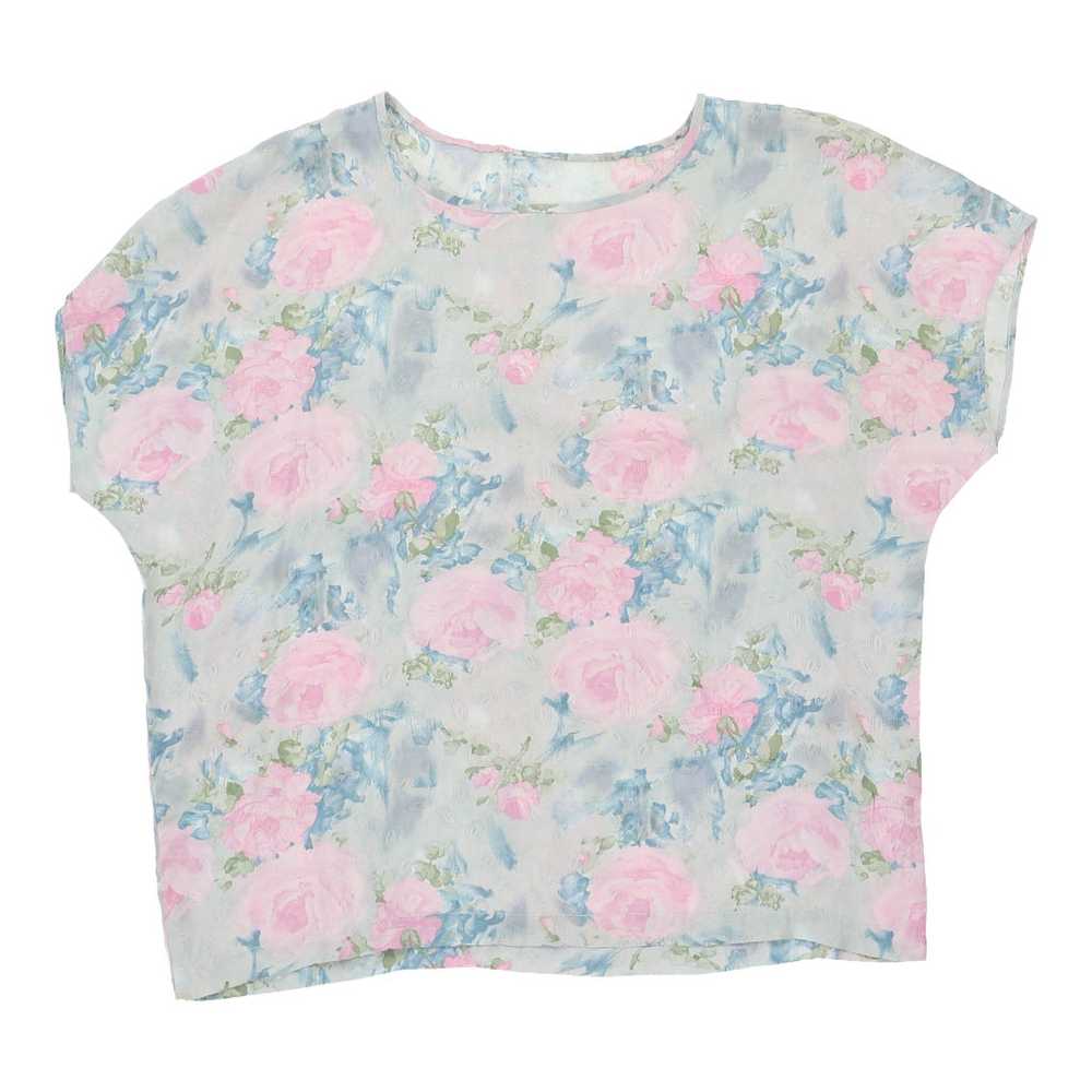 Unbranded Floral Blouse - XL Grey Polyester - image 1
