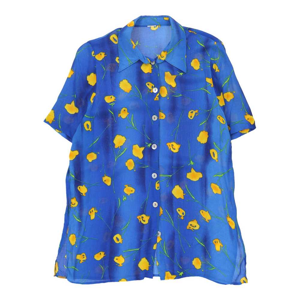 Unbranded Floral Patterned Shirt - Large Blue Vis… - image 1