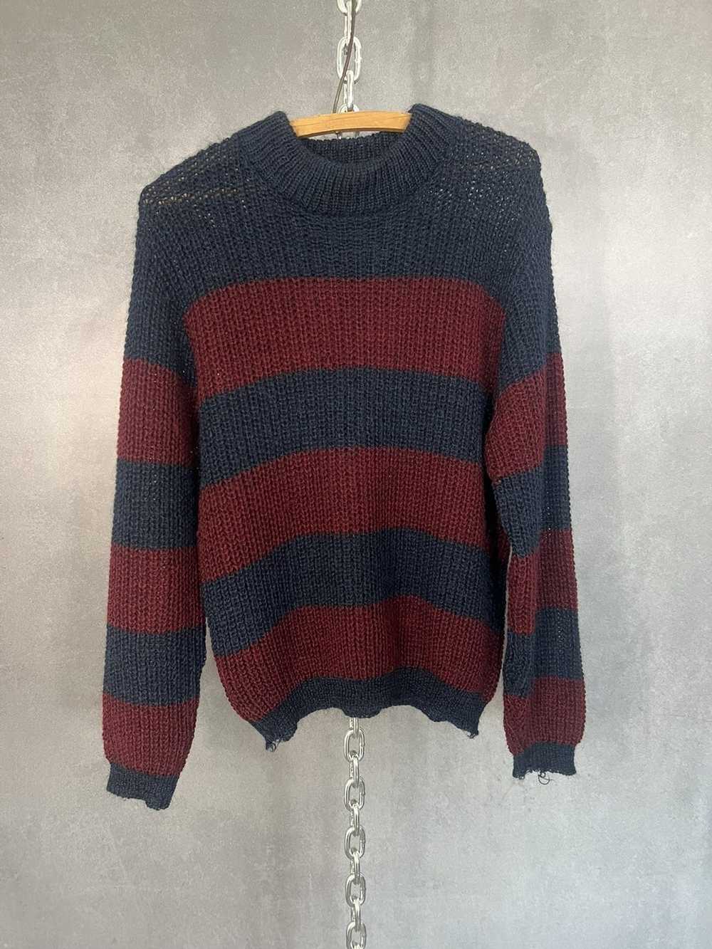 Vintage Vintage 70s loose knit wool striped sweat… - image 1