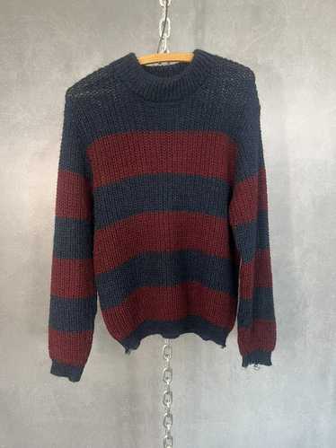 Vintage Vintage 70s loose knit wool striped sweat… - image 1