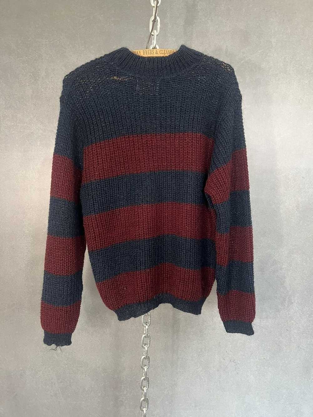 Vintage Vintage 70s loose knit wool striped sweat… - image 2