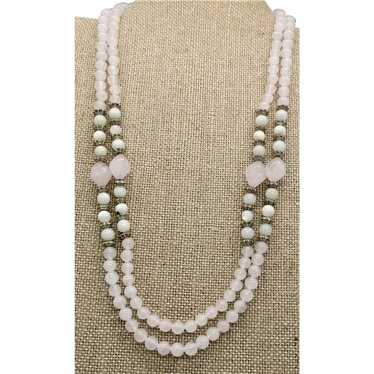 VINTAGE  2  Strands Rose Quartz beads with Mother… - image 1