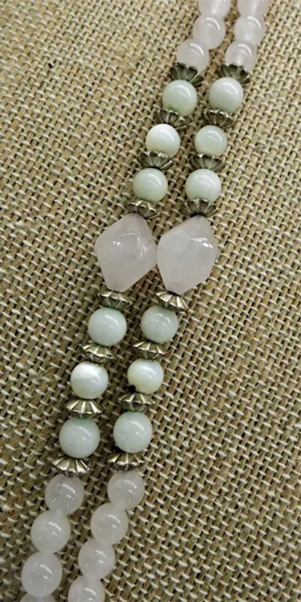 VINTAGE  2  Strands Rose Quartz beads with Mother… - image 3