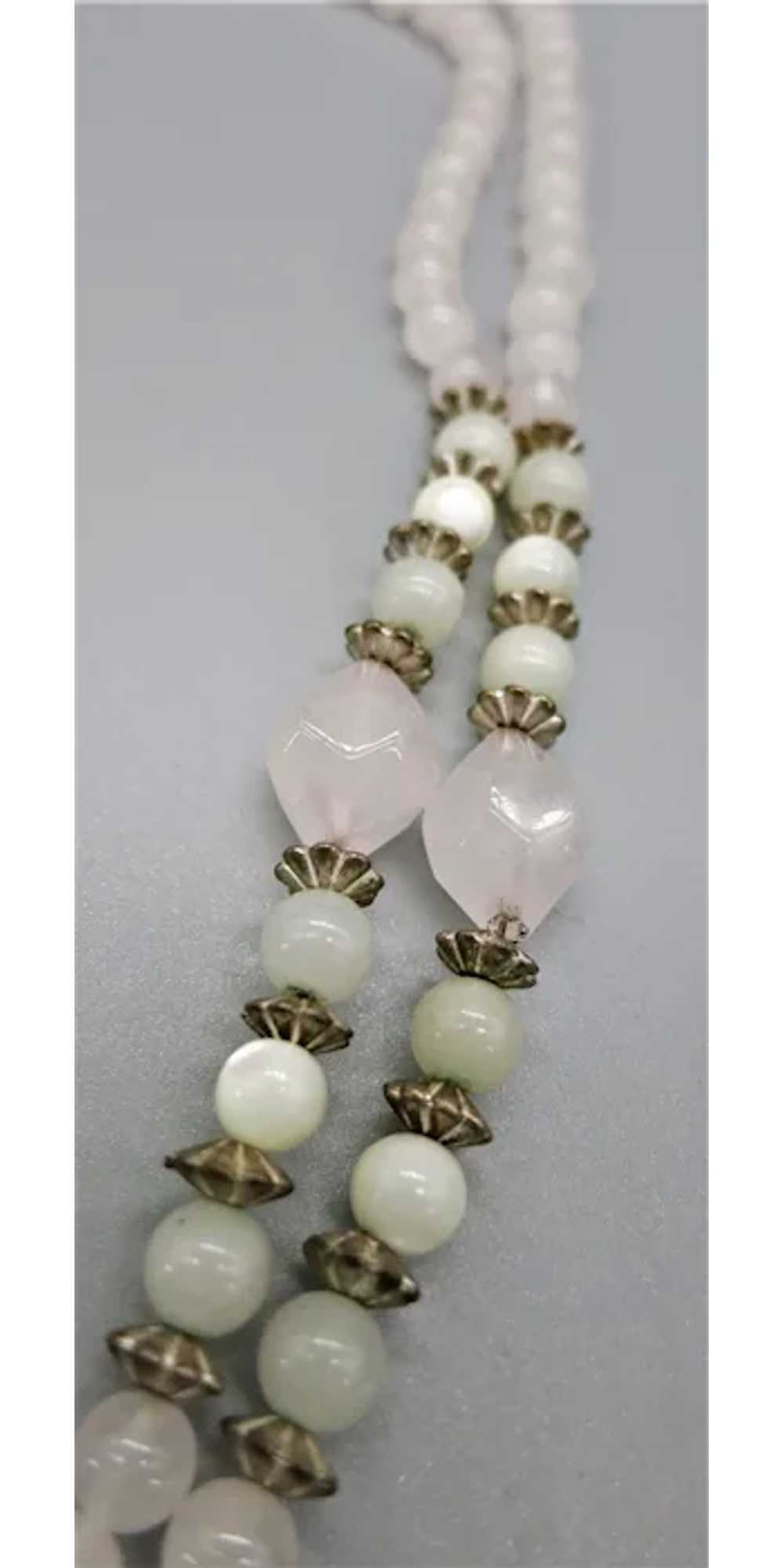 VINTAGE  2  Strands Rose Quartz beads with Mother… - image 5