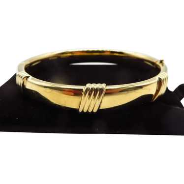 Napier Gold Tone Shiny Hinged Bangle Bracelet