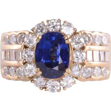 Sapphire & VS Diamond 18K Ring - image 1