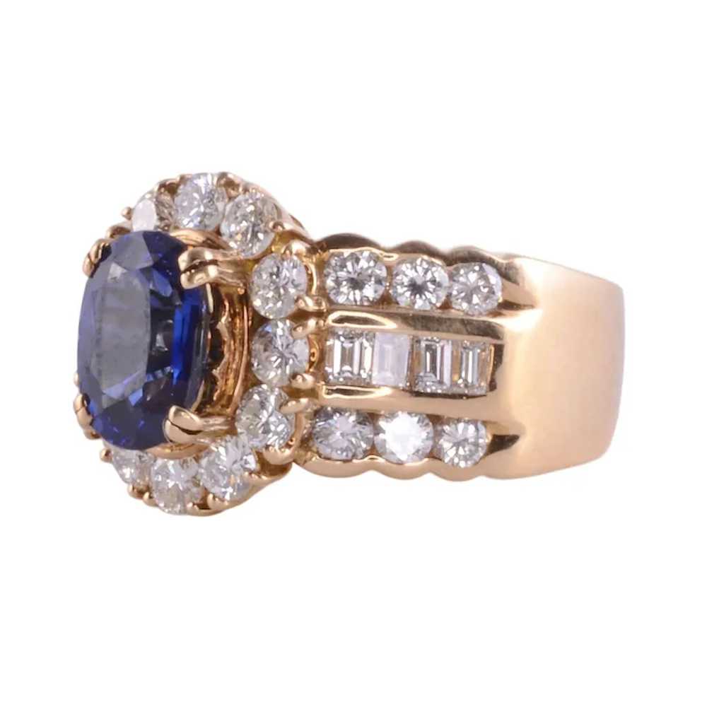 Sapphire & VS Diamond 18K Ring - image 2