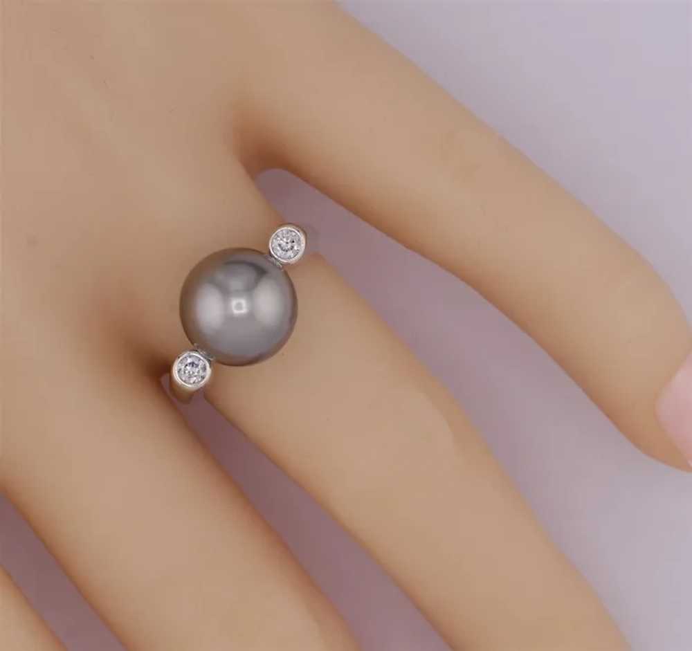 11mm South Sea Pearl 14K White Gold and Diamond R… - image 2