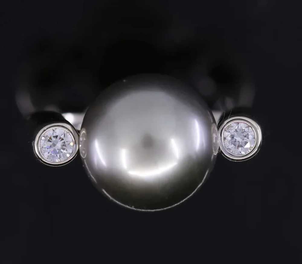 11mm South Sea Pearl 14K White Gold and Diamond R… - image 3