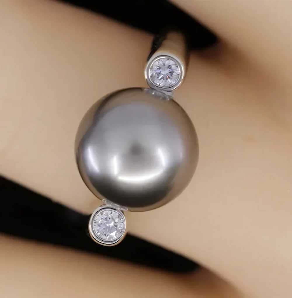 11mm South Sea Pearl 14K White Gold and Diamond R… - image 6