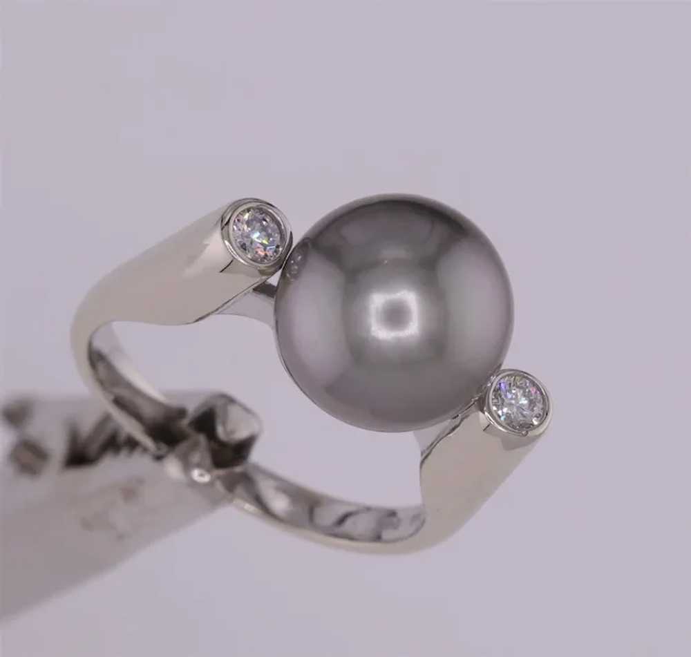 11mm South Sea Pearl 14K White Gold and Diamond R… - image 8