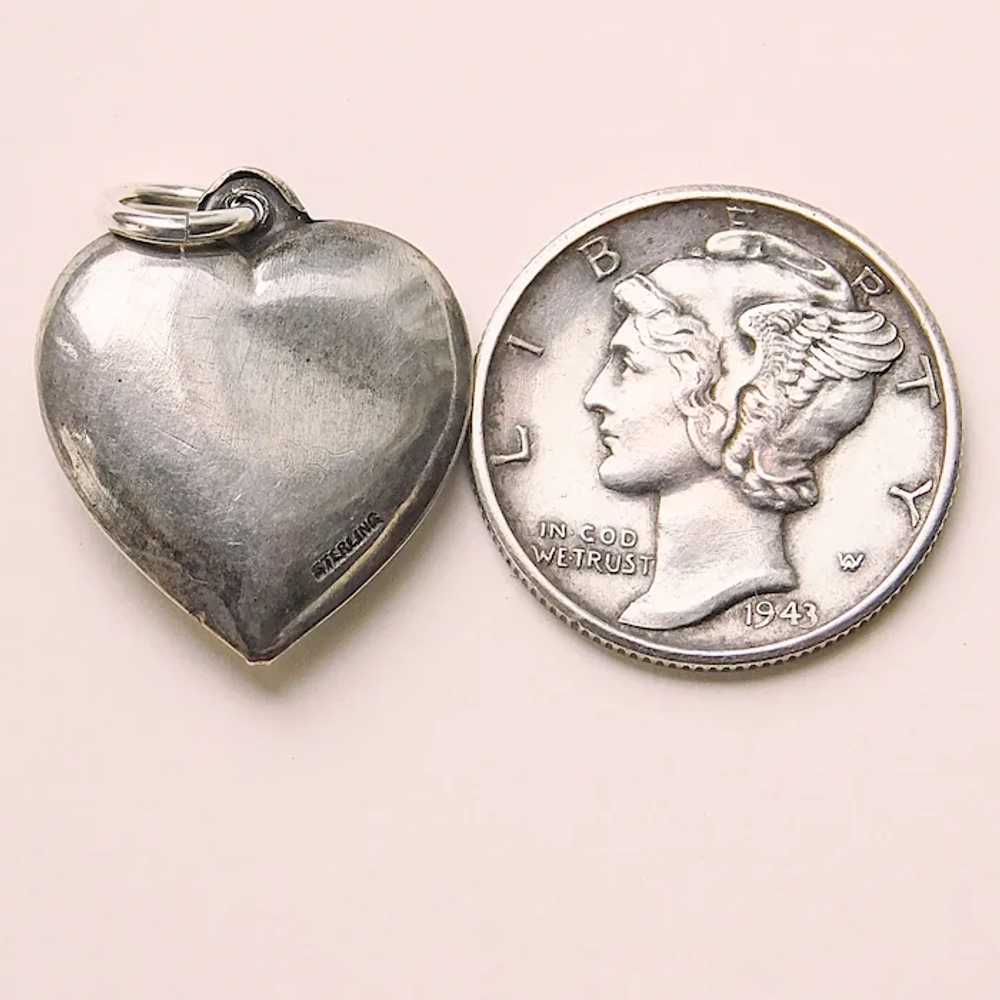 WWII Sterling ARMY AIR CORP Wings Puffy Heart Cha… - image 2