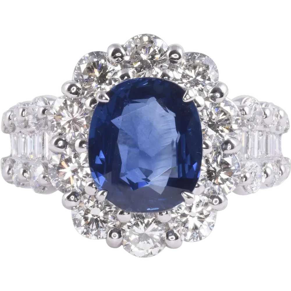 3.45 Carat Sapphire & 2.95 CTW Diamond Platinum R… - image 1