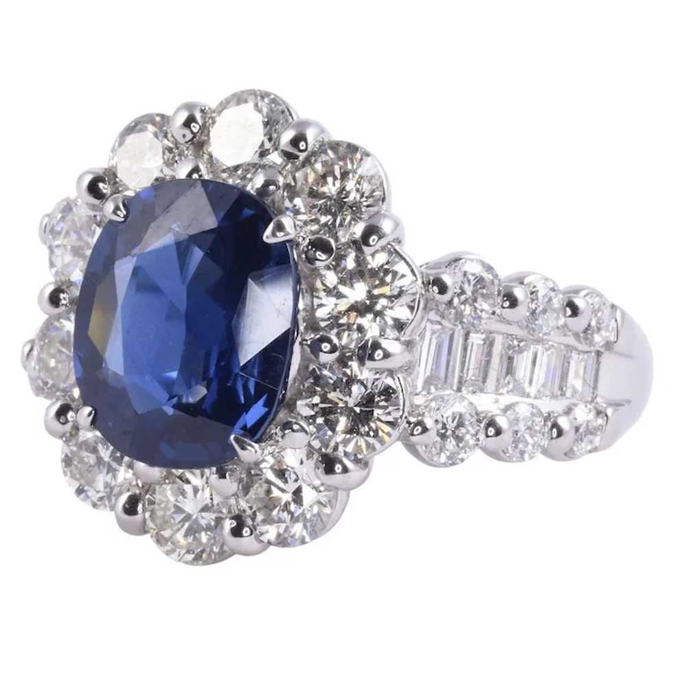 3.45 Carat Sapphire & 2.95 CTW Diamond Platinum R… - image 2