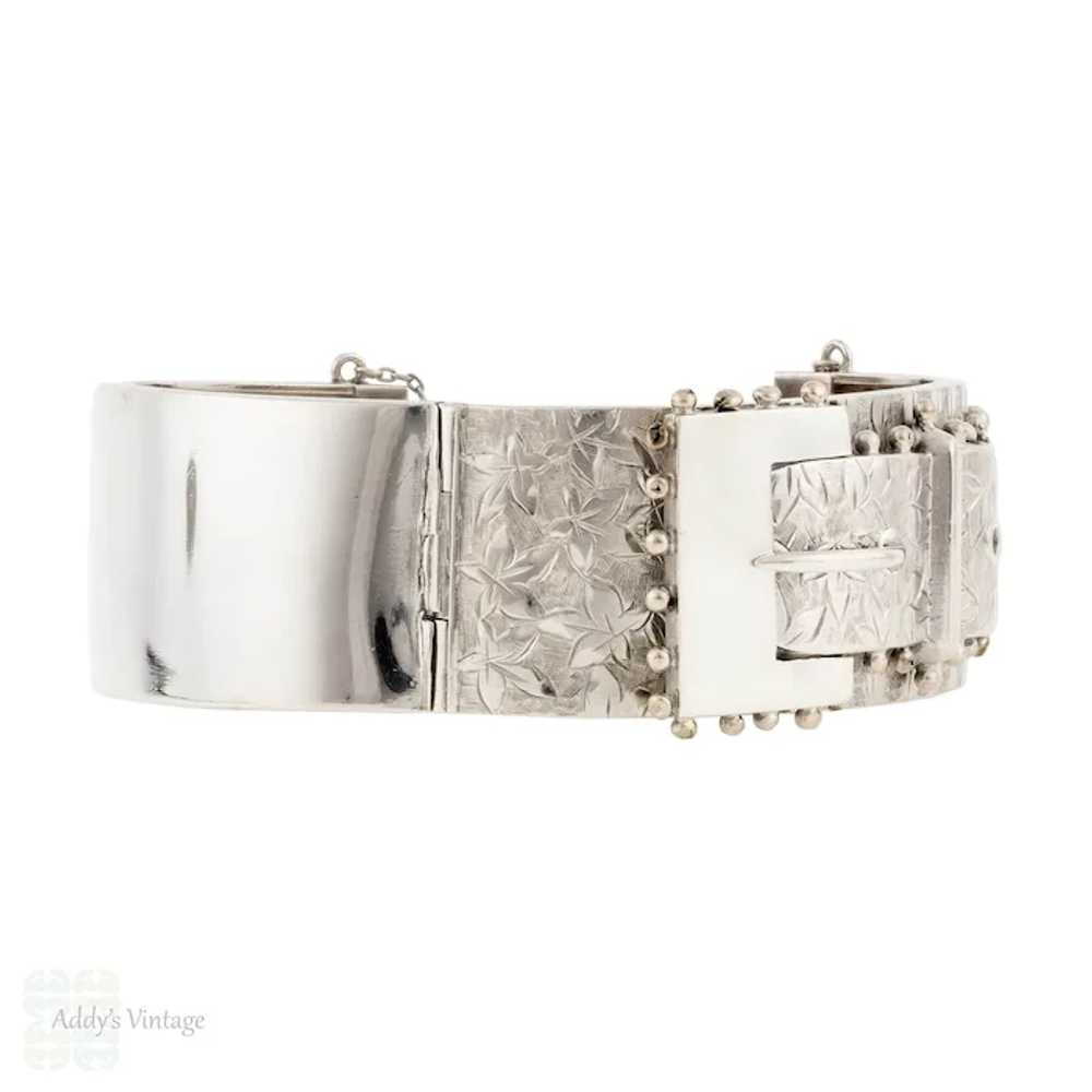 Victorian Sterling Silver Buckle Bangle Bracelet,… - image 2