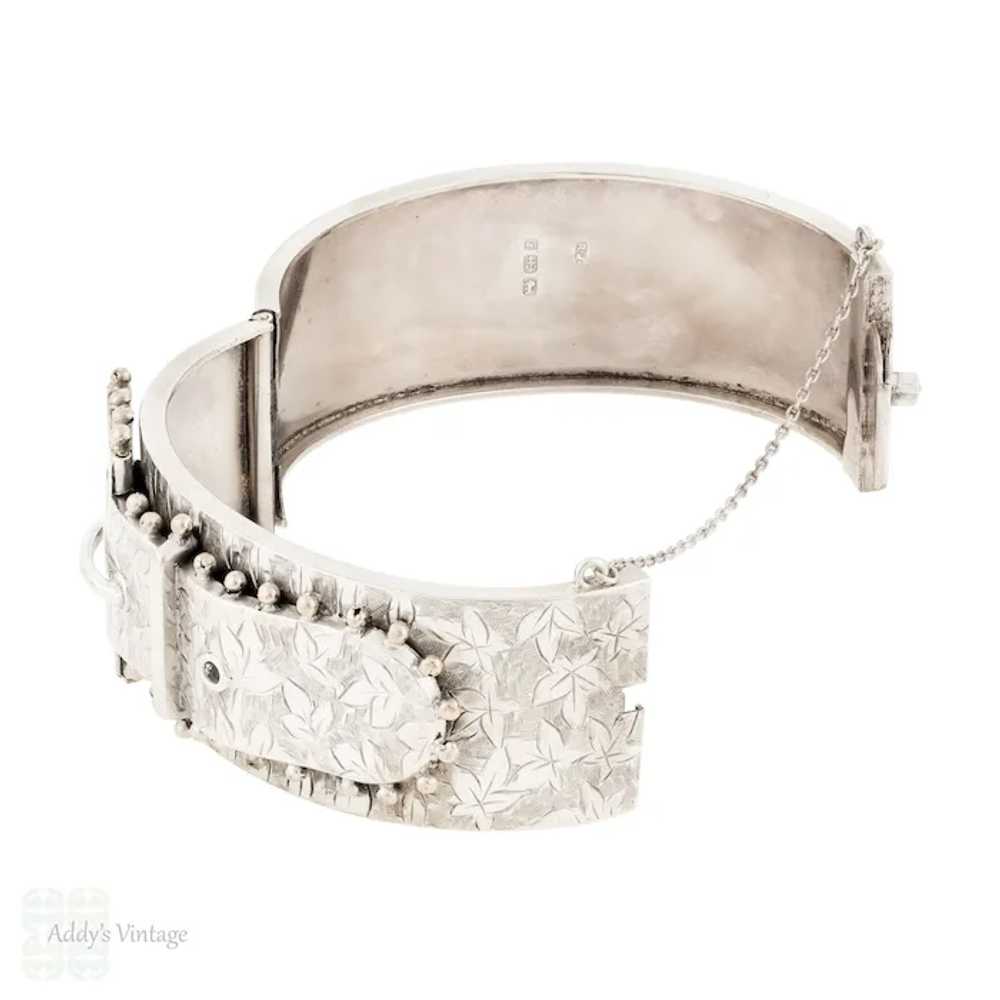 Victorian Sterling Silver Buckle Bangle Bracelet,… - image 3