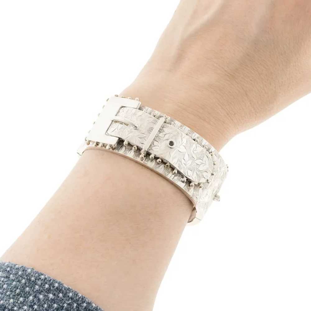 Victorian Sterling Silver Buckle Bangle Bracelet,… - image 5