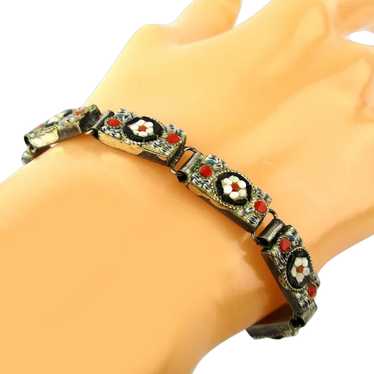 Vintage ITALY Micro Mosaic Tile Link Bracelet