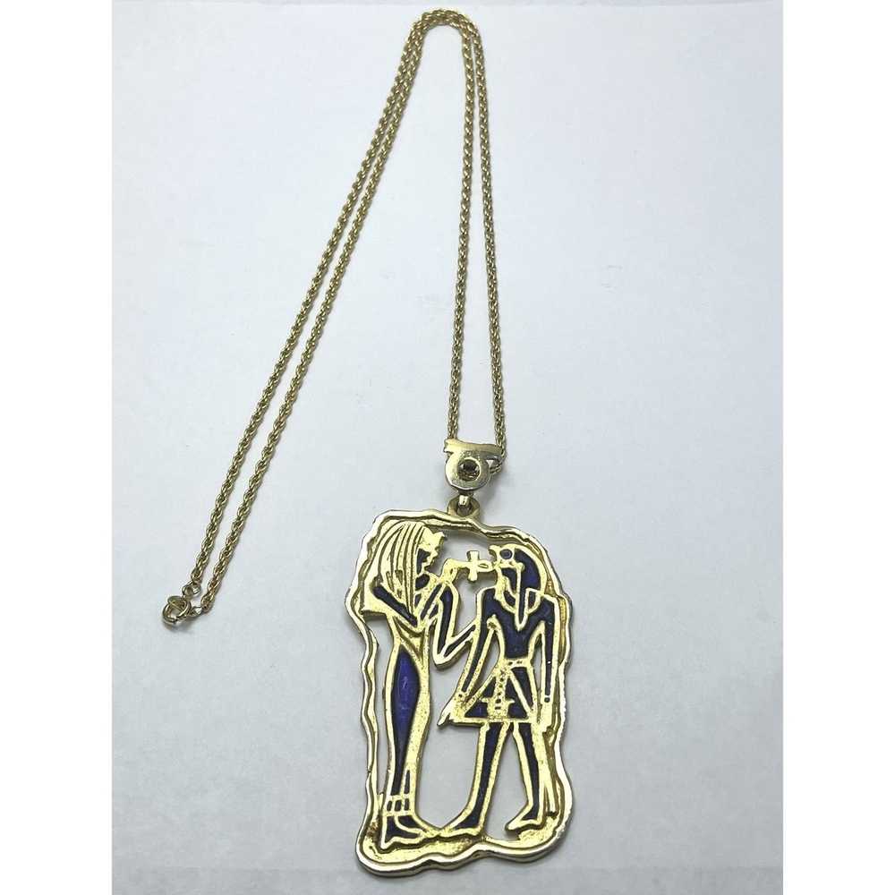 Vintage Vintage Enamel Egyptian Revival Pendant N… - image 1