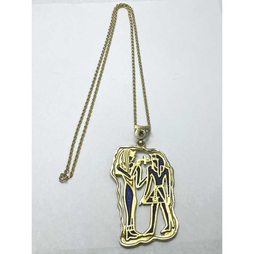 Vintage Vintage Enamel Egyptian Revival Pendant N… - image 2