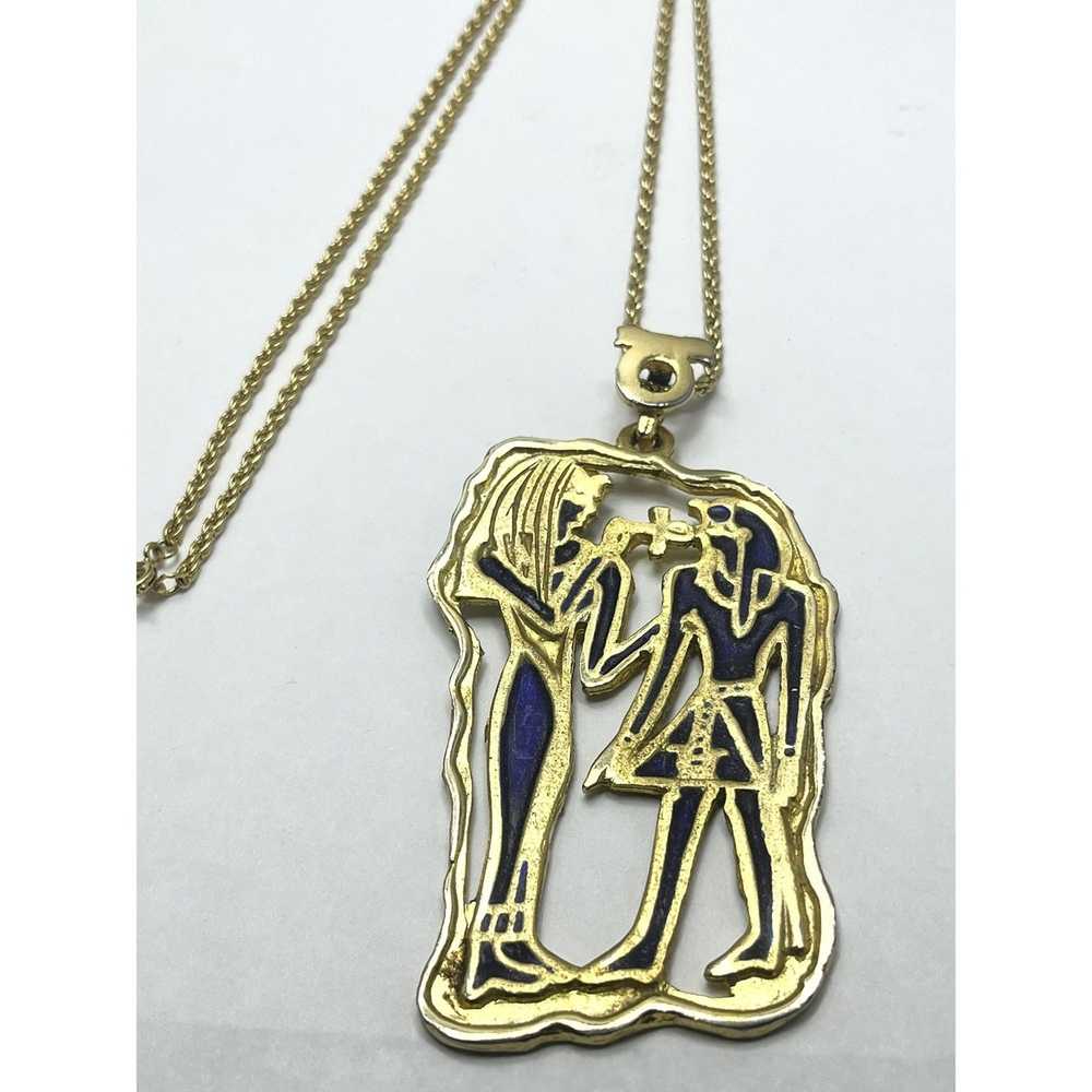 Vintage Vintage Enamel Egyptian Revival Pendant N… - image 4