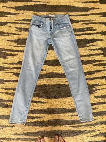 Light-Wash Slim Fit Distressed Jeans