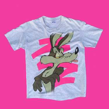 Vintage 90s Looney Tunes Wile E Coyote Wipeout T Shirt - BIDSTITCH