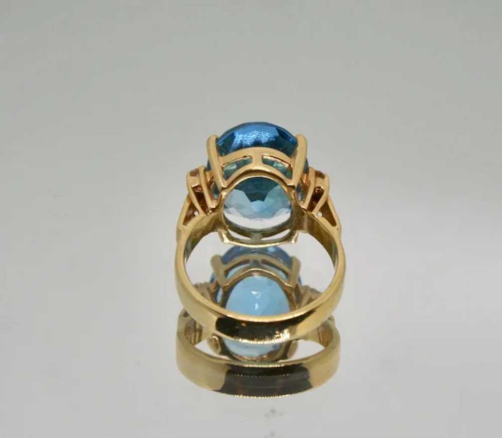 18k Gold Blue Topaz & Diamond Ring~ Size 6 - image 4
