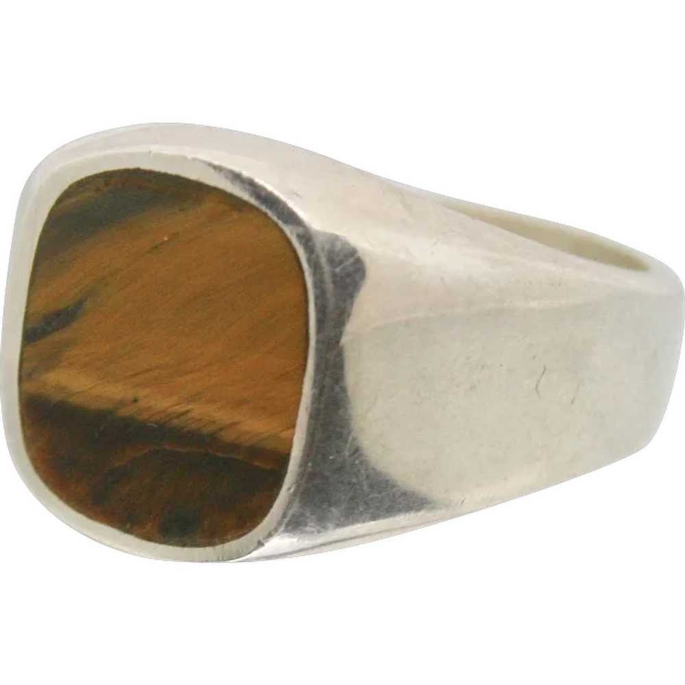 Sterling Silver & Tiger Eye Ring - image 1