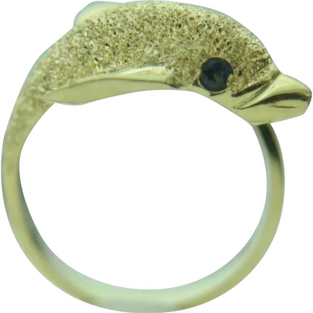 14k Yellow Gold Dolphin Wrap Around Fine Ring - image 1