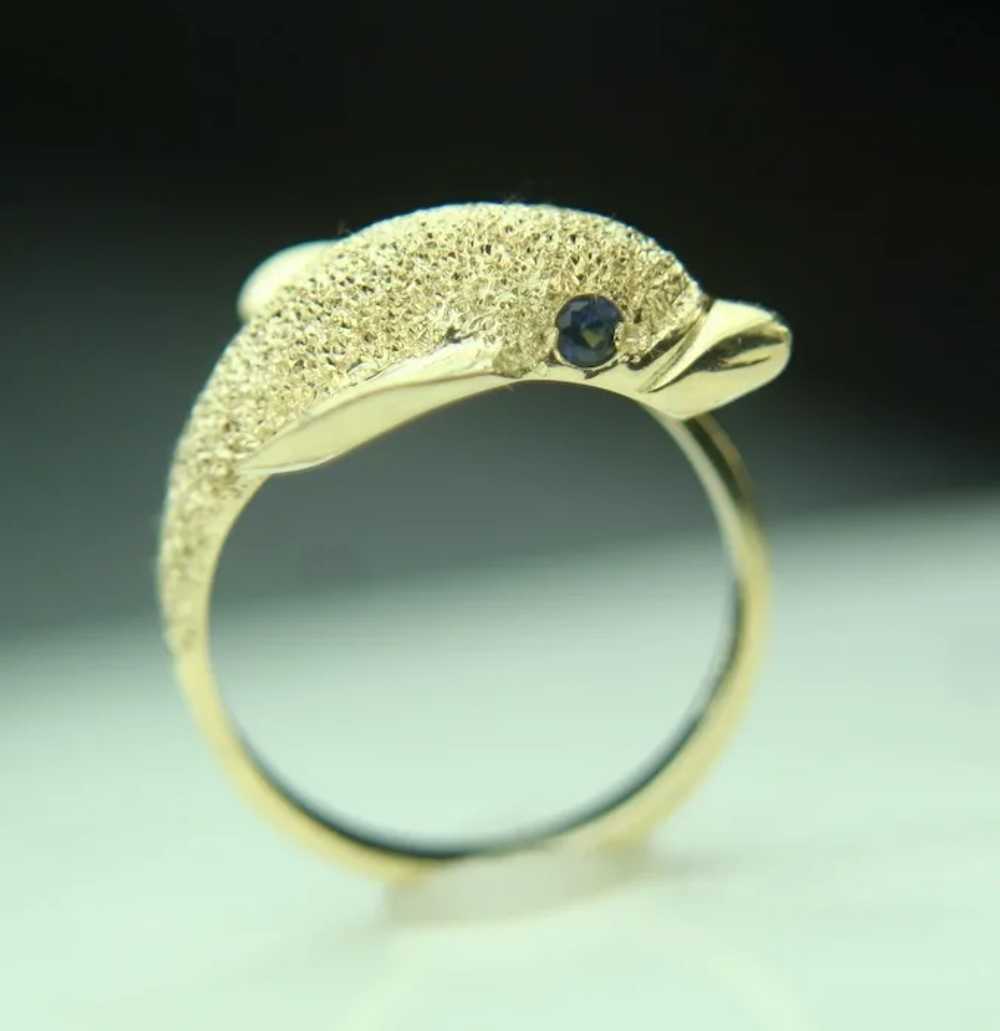 14k Yellow Gold Dolphin Wrap Around Fine Ring - image 4