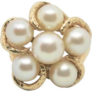 14k Gold Cultured Pearl Ring~ Size 8 - image 1