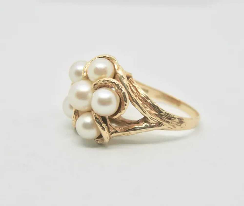 14k Gold Cultured Pearl Ring~ Size 8 - image 2